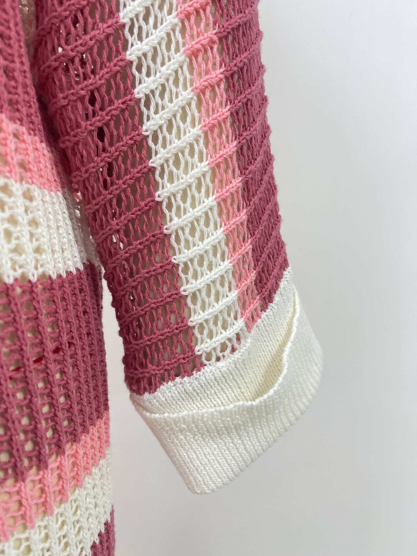 Colorblock Hollow Long Sleeve Open Cardigan