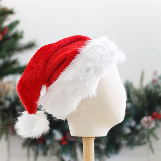 CWAH04590_PLUSH SANTA HAT WITH LARGE POM FOR CHRISTMAS