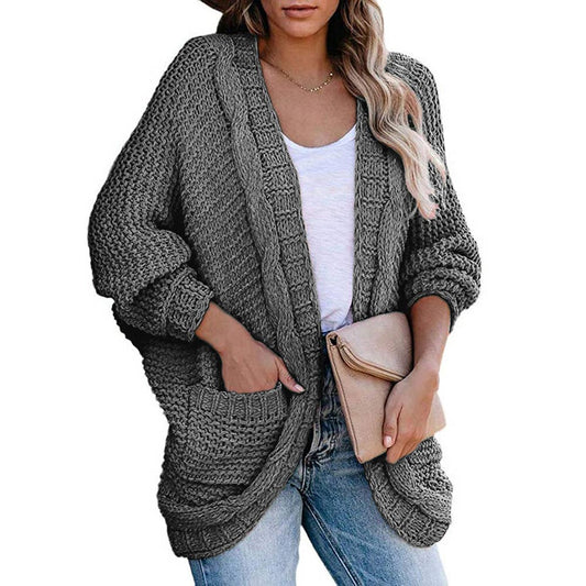 CASUAL TWIST ROPE BATSLEEVE SWEATER JACKET