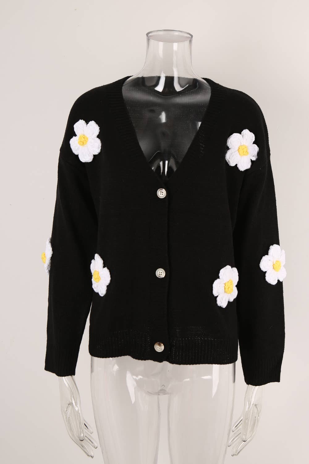 BUTTON UP CARDIGAN FLOWER COAT SWEATER