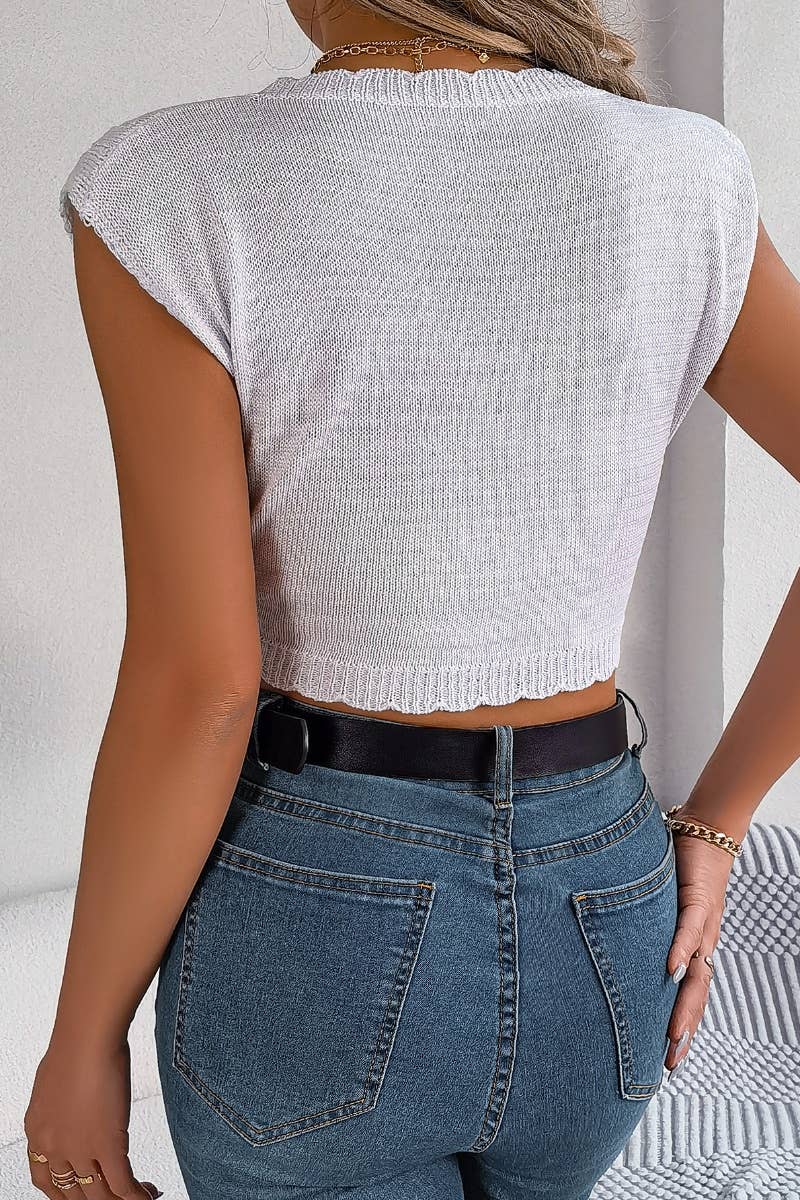 CWOV0296_SUMMER KNIT HEART HOLLOW CROP VEST TOP