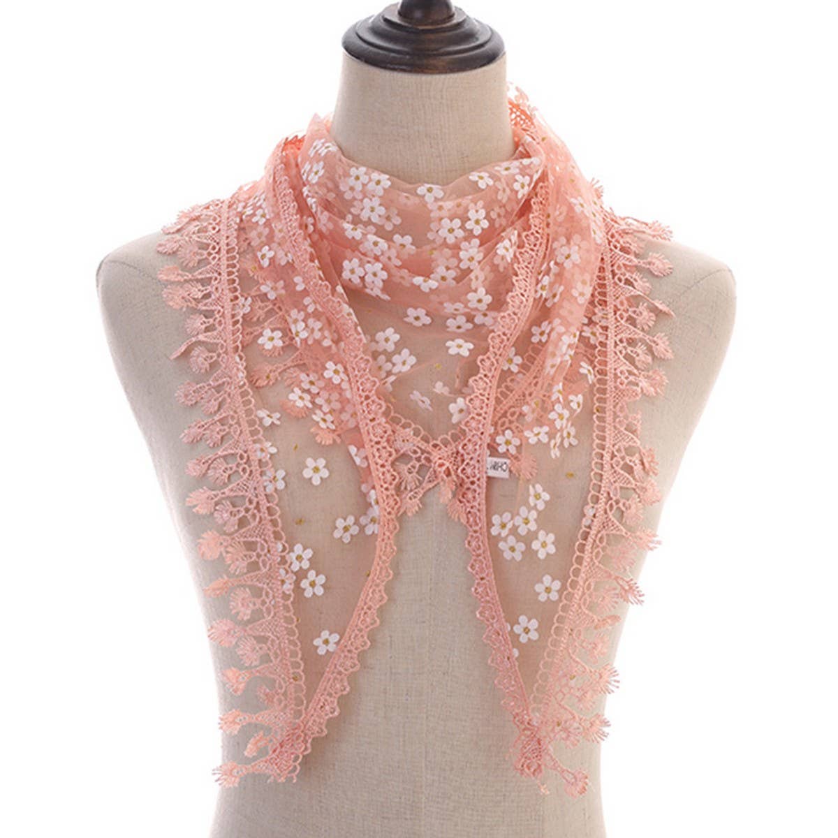 SOLID COLOR TASSEL FLOWER TRIANGLE LACE VEIL_CWMM1987
