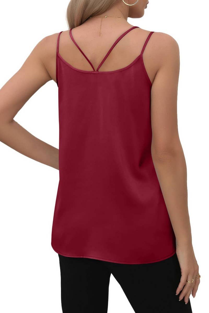 CWTTK0441_SOLID COLOR V-NECK CAMISOLE LOOSE TOP