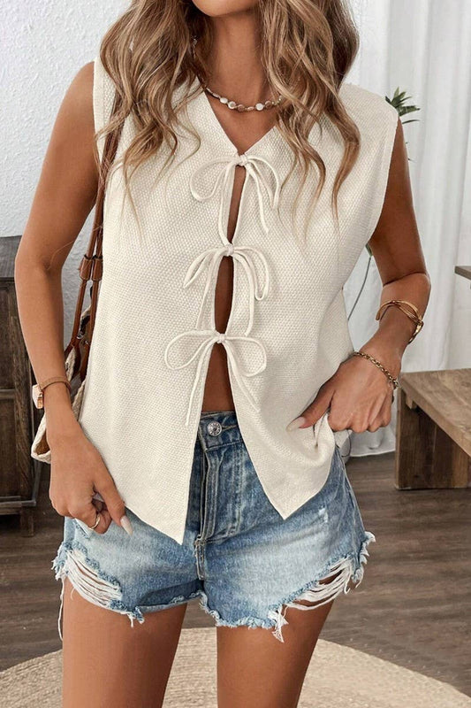 CWOV0713_SUMMER SOLID COLOR SLEEVELESS KNITTED VEST