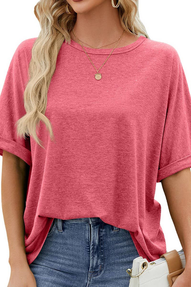 CWTTS1083_ROUND NECK SHORT SLEEVE BAGGY TOP