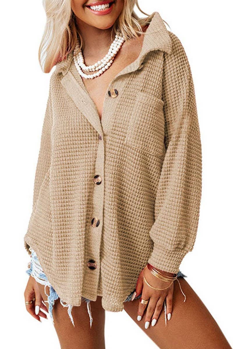 CWTBLL00829_LOOSE WAFFLE KNIT CASUAL COMMUTER SHIRT