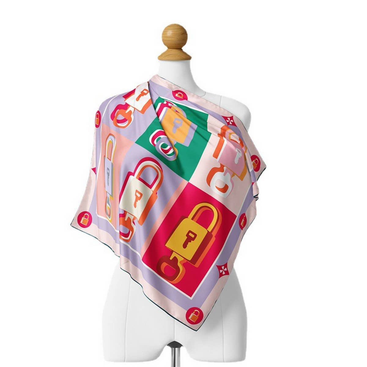 NEW COLOR BLOCK PRINTED SQUARE SCARF