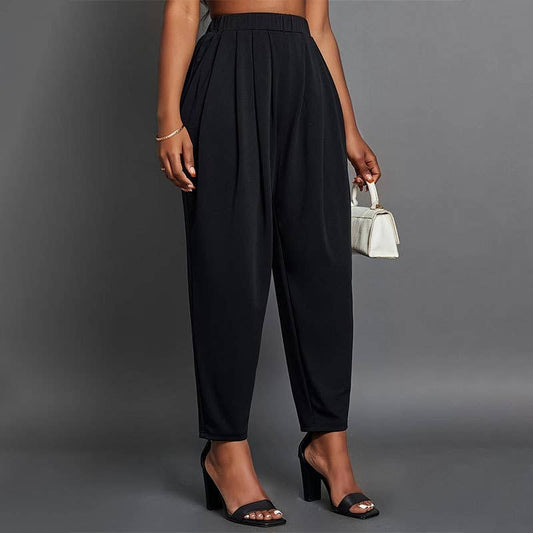 ELEGANT PLEATED ELASTIC WAIST TAPERED SMALL FEET