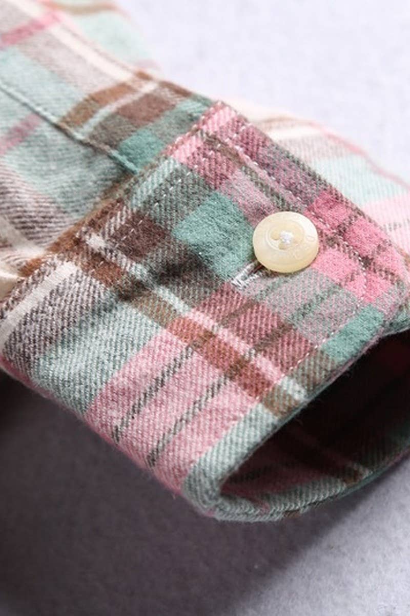 CWTSTL2241_LAPEL BRUSHED FLANNEL THICKENED PLAID SHIRT