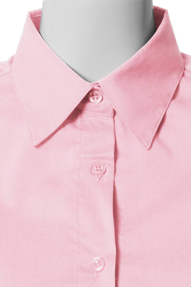 CWTSTS116_Basic Slim Fit Simple 3/4 Sleeve Button Down Shirt