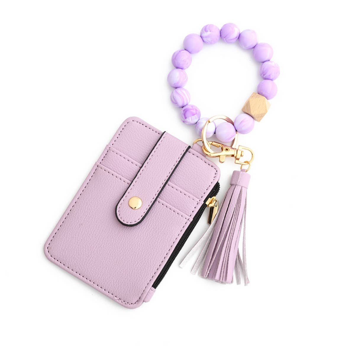 SILICONE BRACELET LEATHER WALLET TASSEL KEYCHAIN