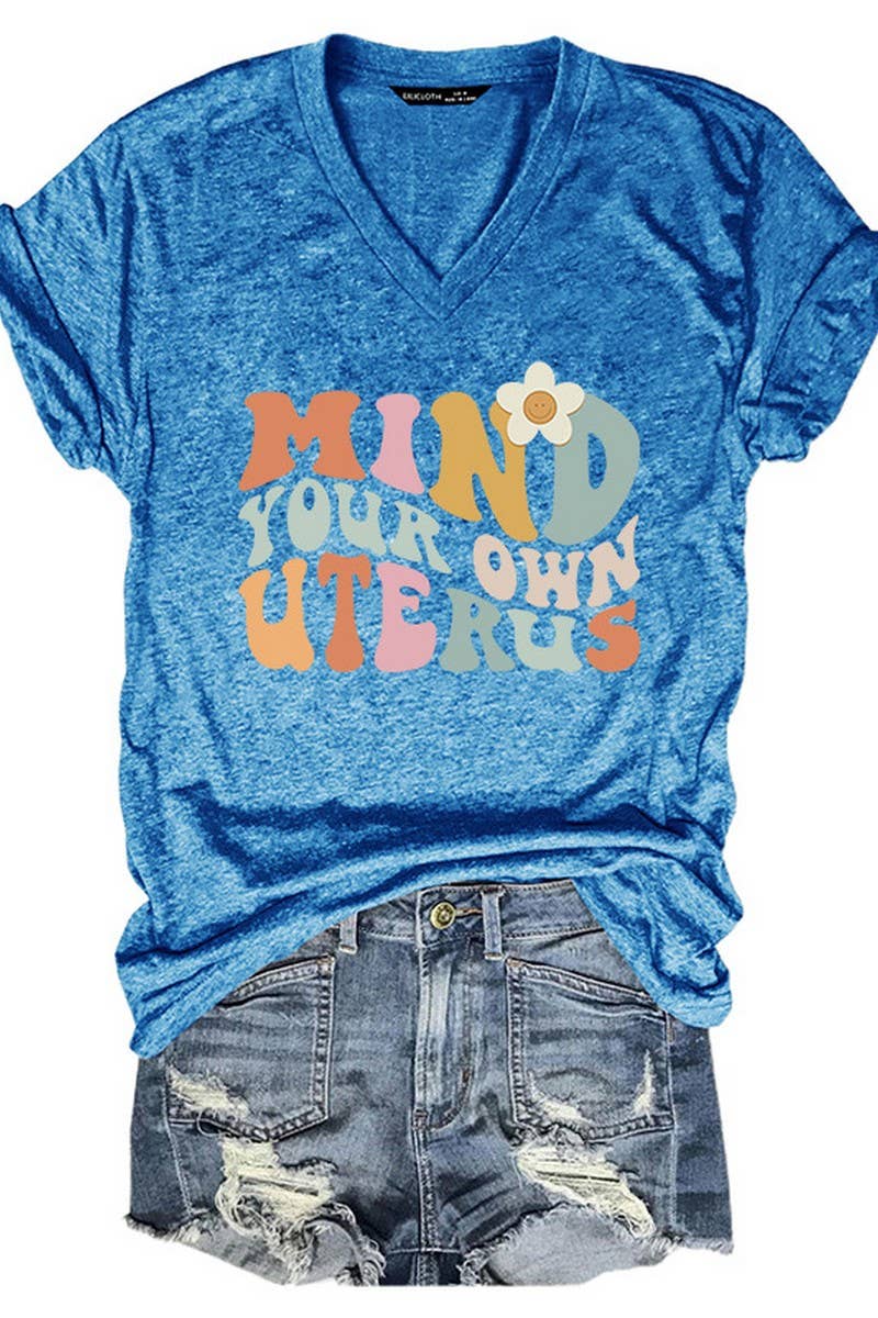 CWTTS1064_LETTER PRINT V NECK SHORT SLEEVED T SHIRT