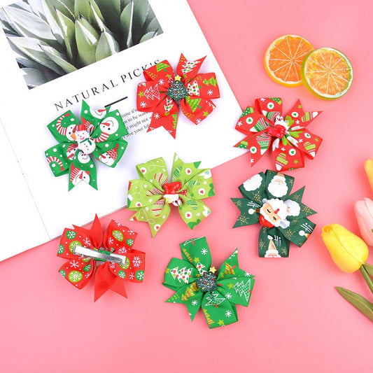 Baby Holiday Bow Hair Clip with Ribbon Tail_CWAHA6700