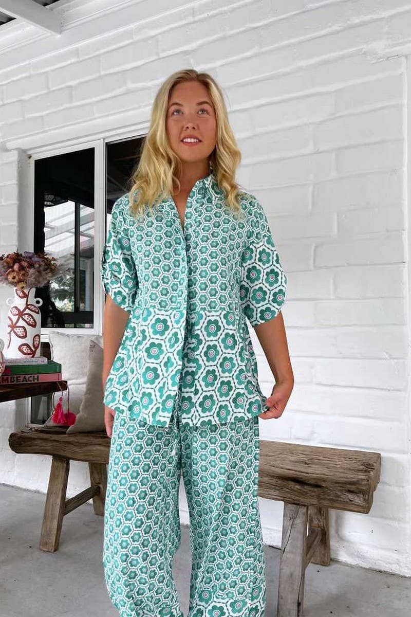 CWSTB1785_FLORAL PRINT CASUAL FASHION SHIRT SET