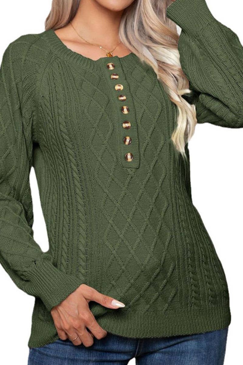 CWOSWL5173_LONG-SLEEVED SWEATER WITH TWISTED BUTTONS
