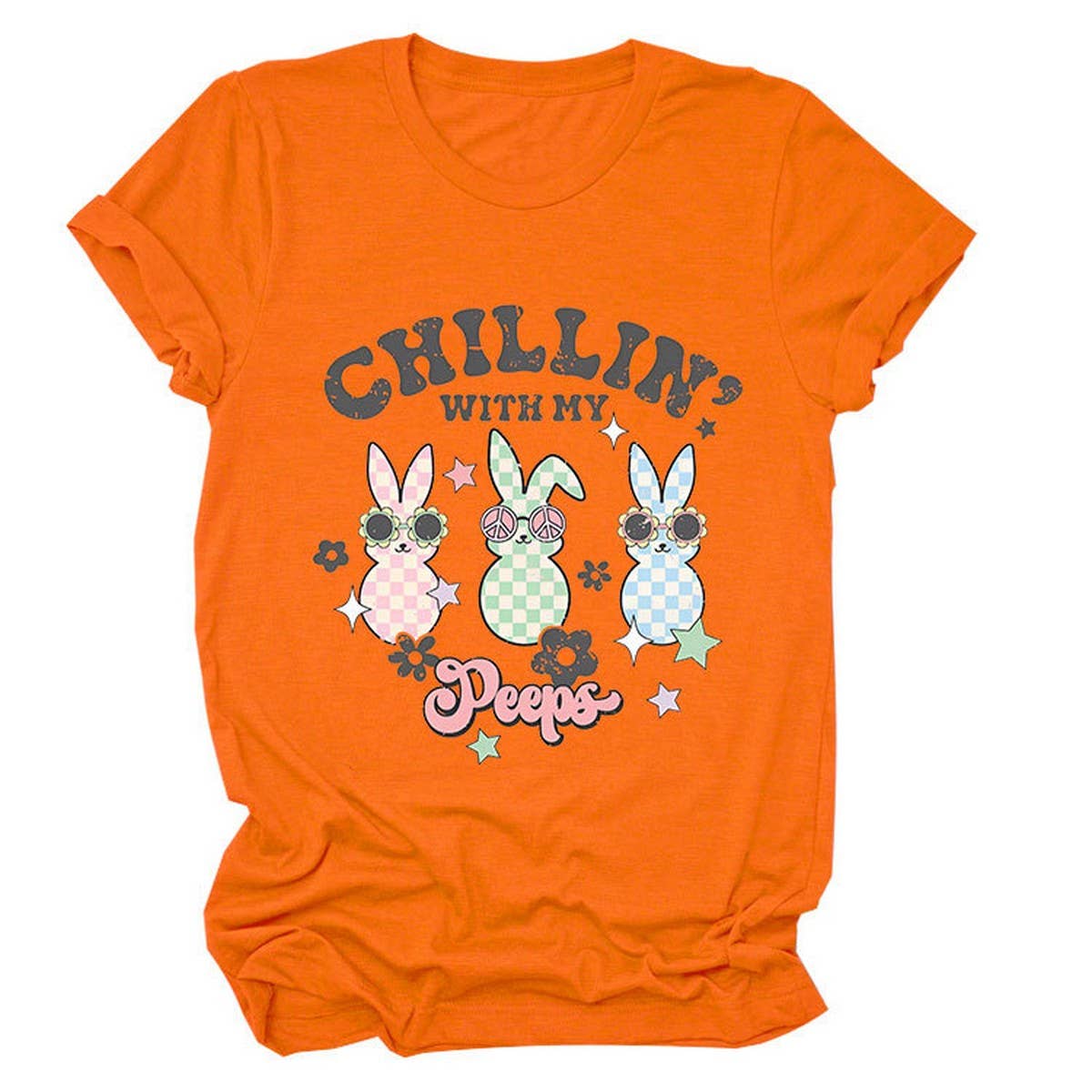 EASTER CUTE BUNNY LOOSE COMFORT SHORT SLEEVE TEES_CWTTS0867