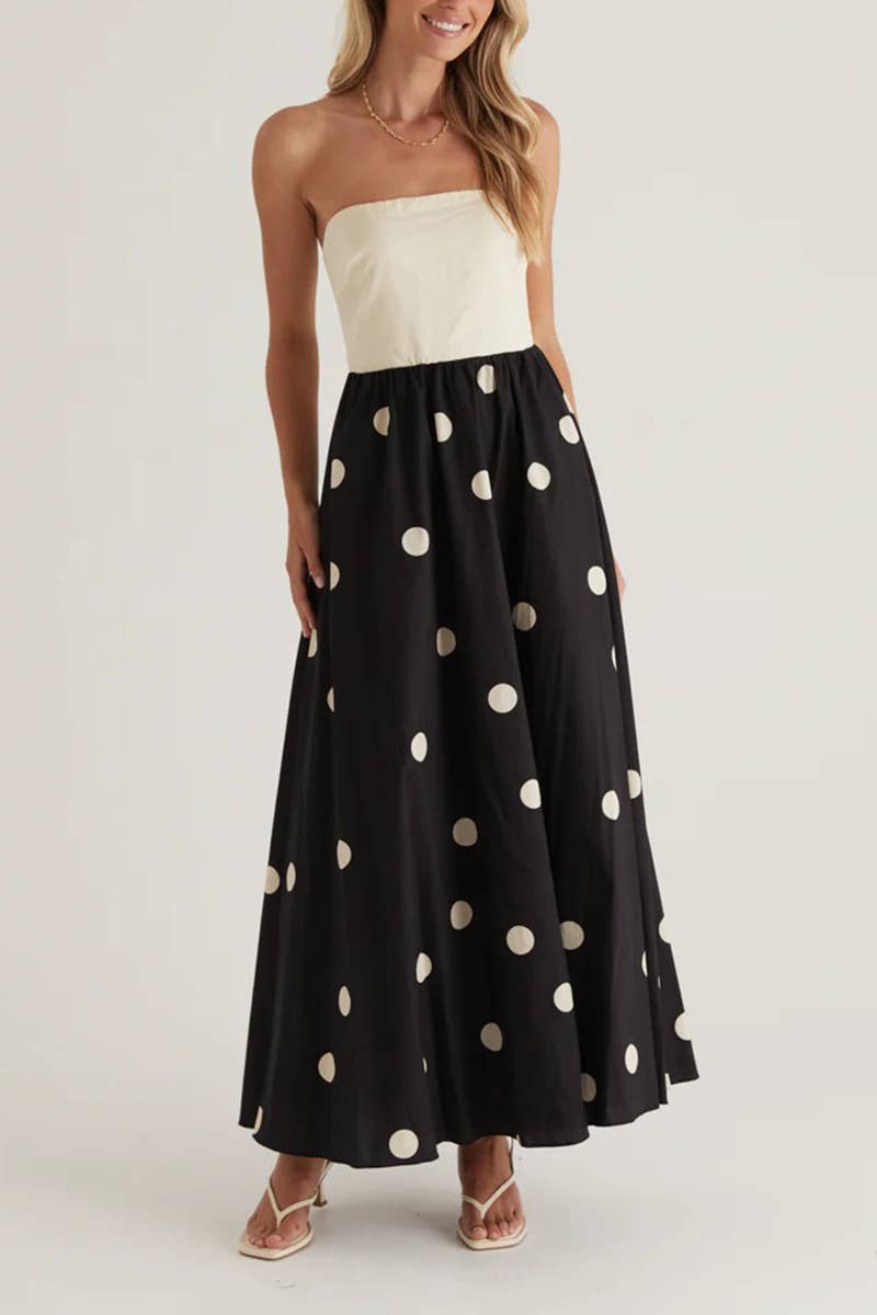 CWDHL1028_WOMEN'S SEXY A-LINE DRESS WITH CHEST WRAP