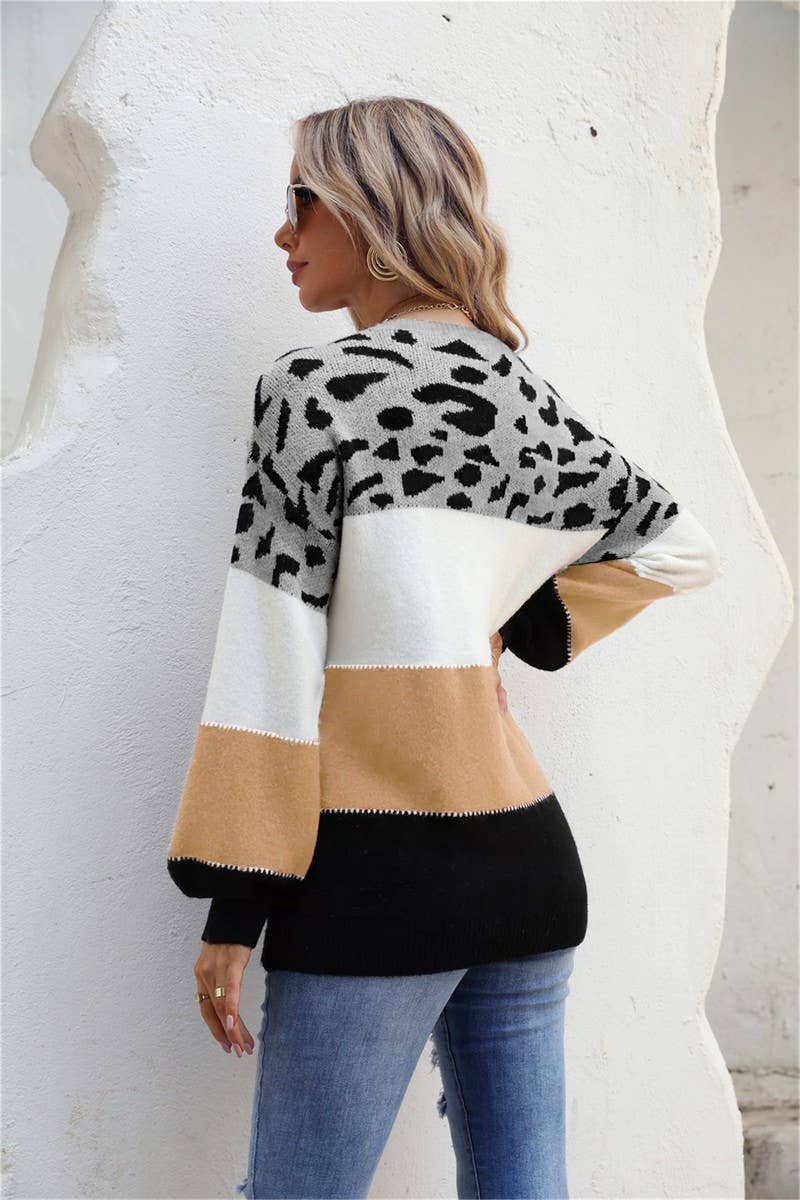 CWOSWL3154_LEOPARD PRINT CREW NECK PULLOVER SWEATER