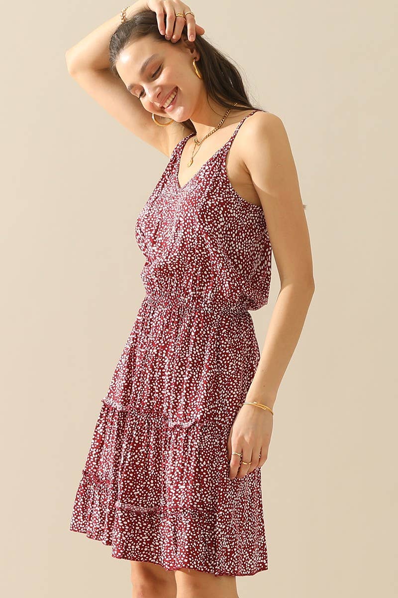 CWDSD1392-B_LEOPARD TIGHTEN WAIST SLEEVELESS MINI DRESS