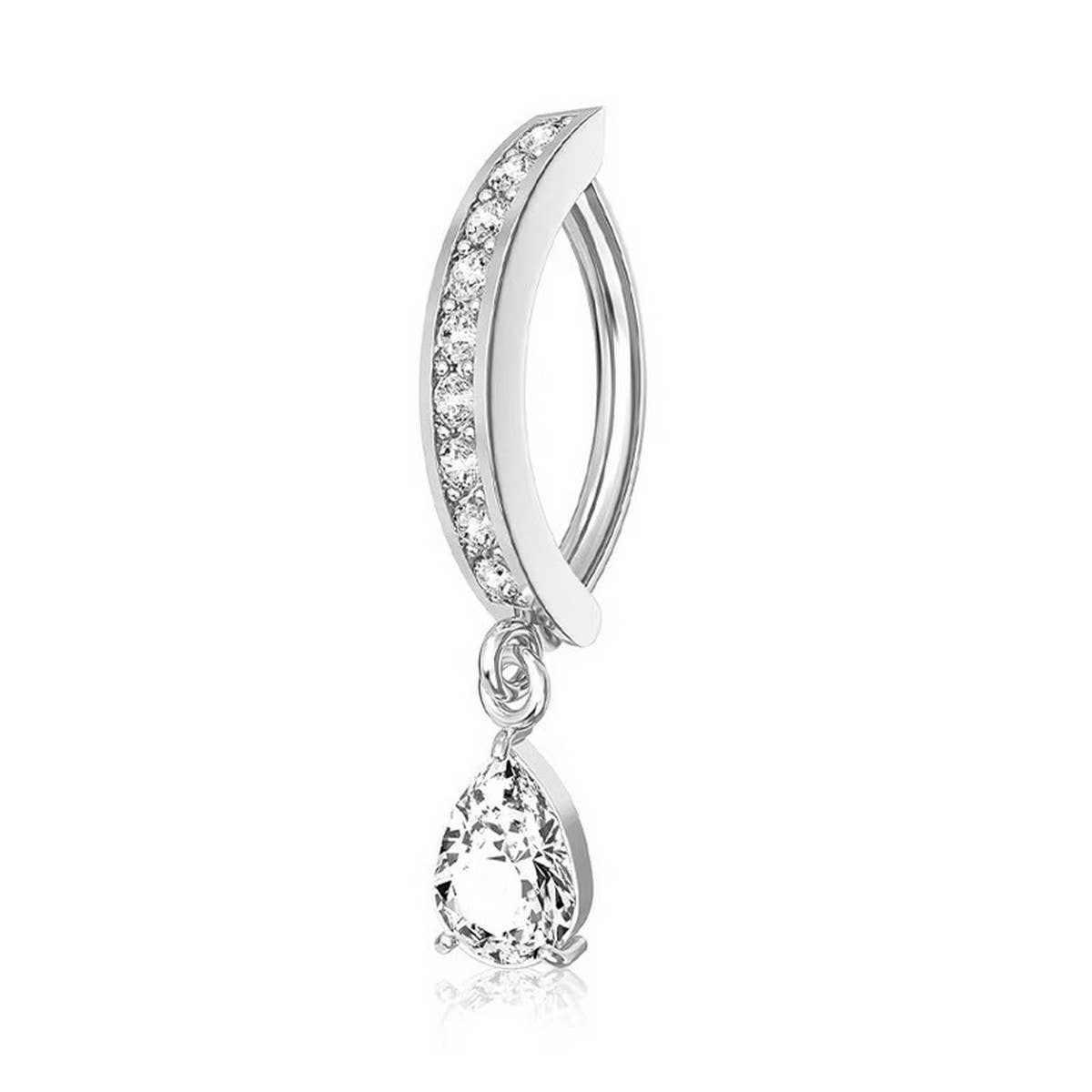 Curved Zircon Navel Piercing Ring in Copper