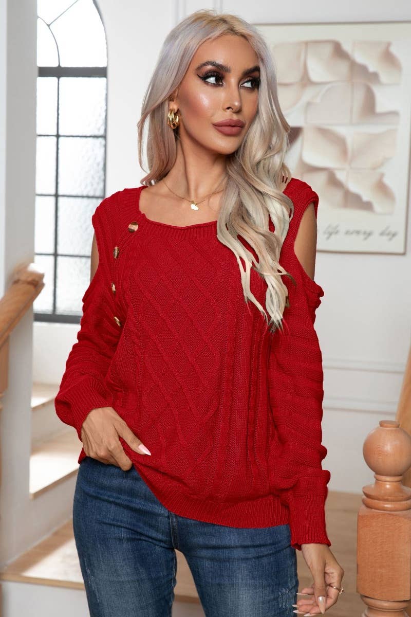 CWOSWL6368_WINTER BUTTON-DOWN LONG-SLEEVED SWEATER