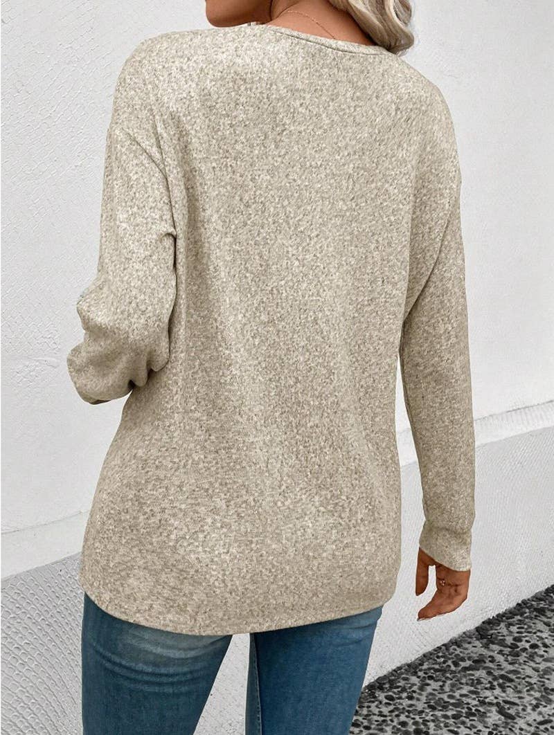 CASUAL LOOSE SOLID COLOR CREW NECK SWEATER