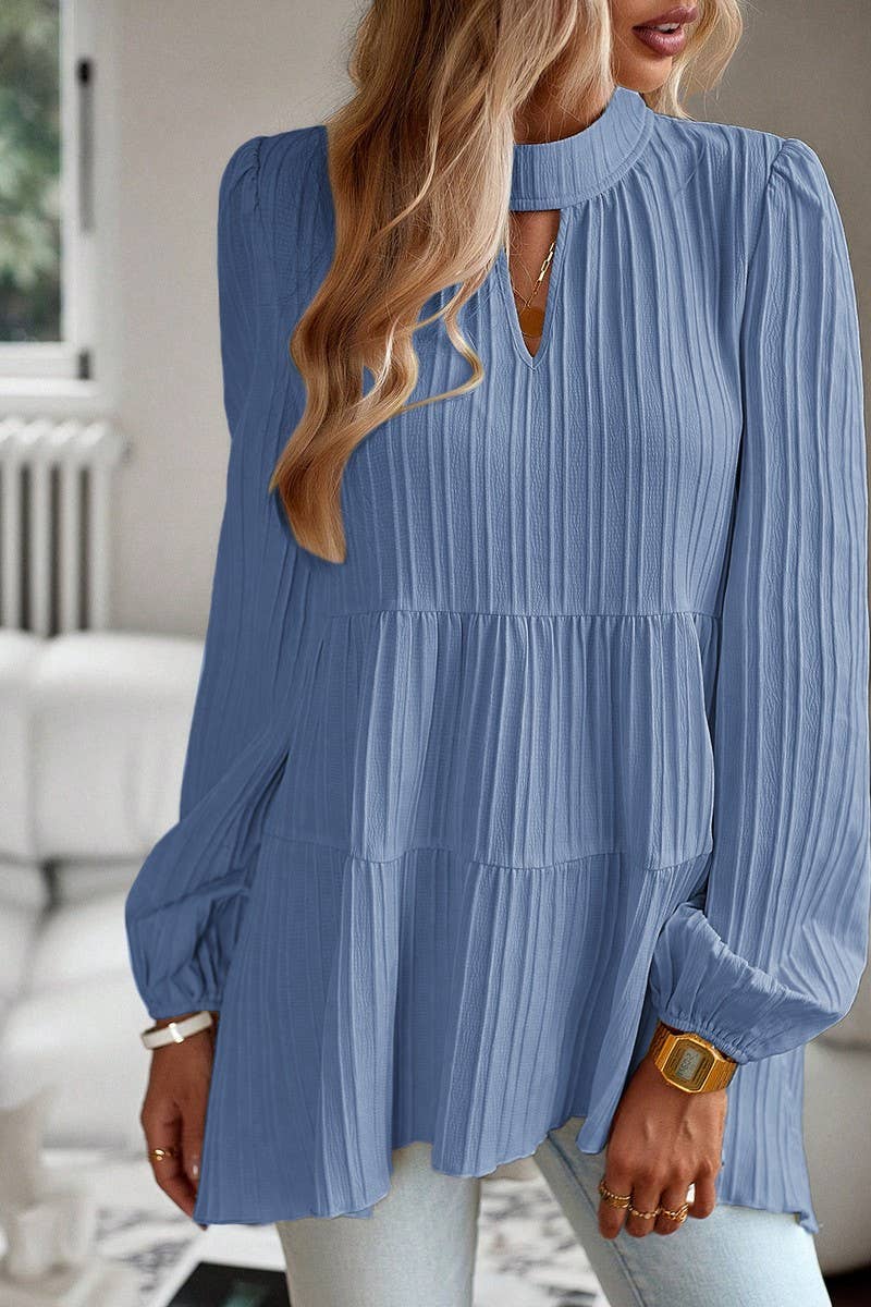 CWTBLL2768_HALF TURTLENECK WAVY LONG SLEEVE TOP