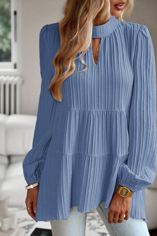 CWTBLL2768_HALF TURTLENECK WAVY LONG SLEEVE TOP