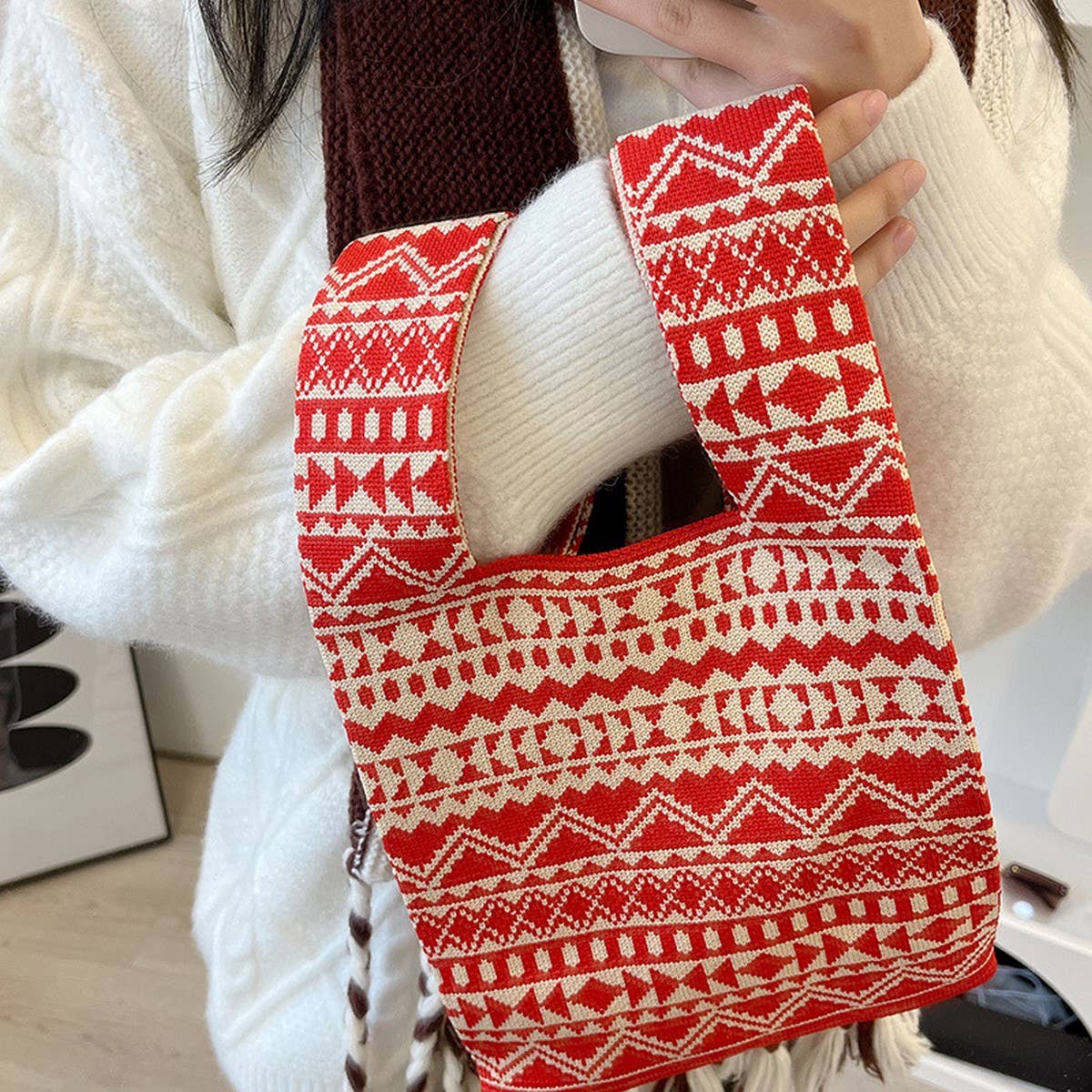 CUAB00620_STRIPED LARGE TOTE BAG WOMEN¡¯S SHOULDER HANDBAG