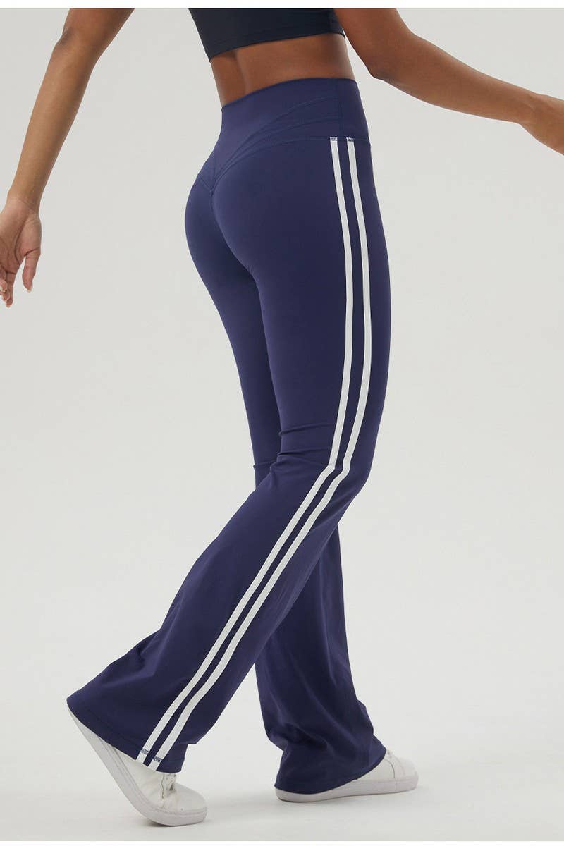 CWBLP1232_CONTRAST STRIPE SPORTS DANCE YOGA FLARED PANTS