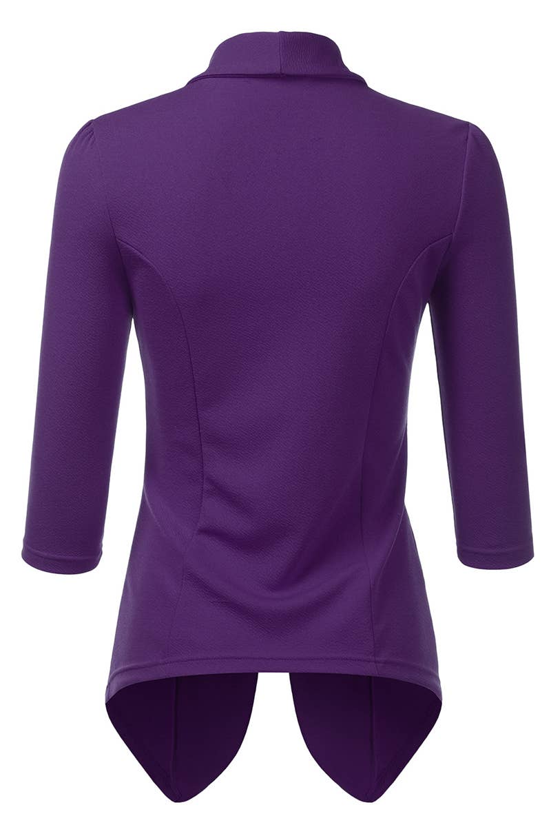 CWOBL089_Casual Work 3/4 Sleeve Open Front Blazer