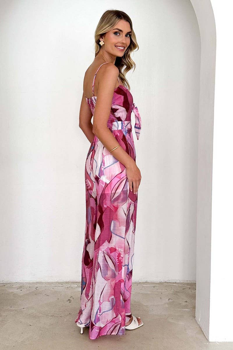 CWSJS1628_FLORAL PRINT TIE STRAP CASUAL JUMPSUIT