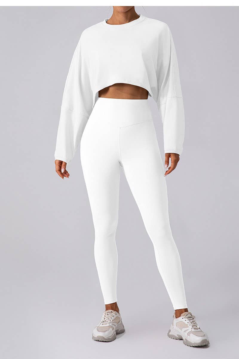 CWTTL2061_SPORTS SHORT ROUND NECK LOOSE SWEATSHIRT T-SHIRT