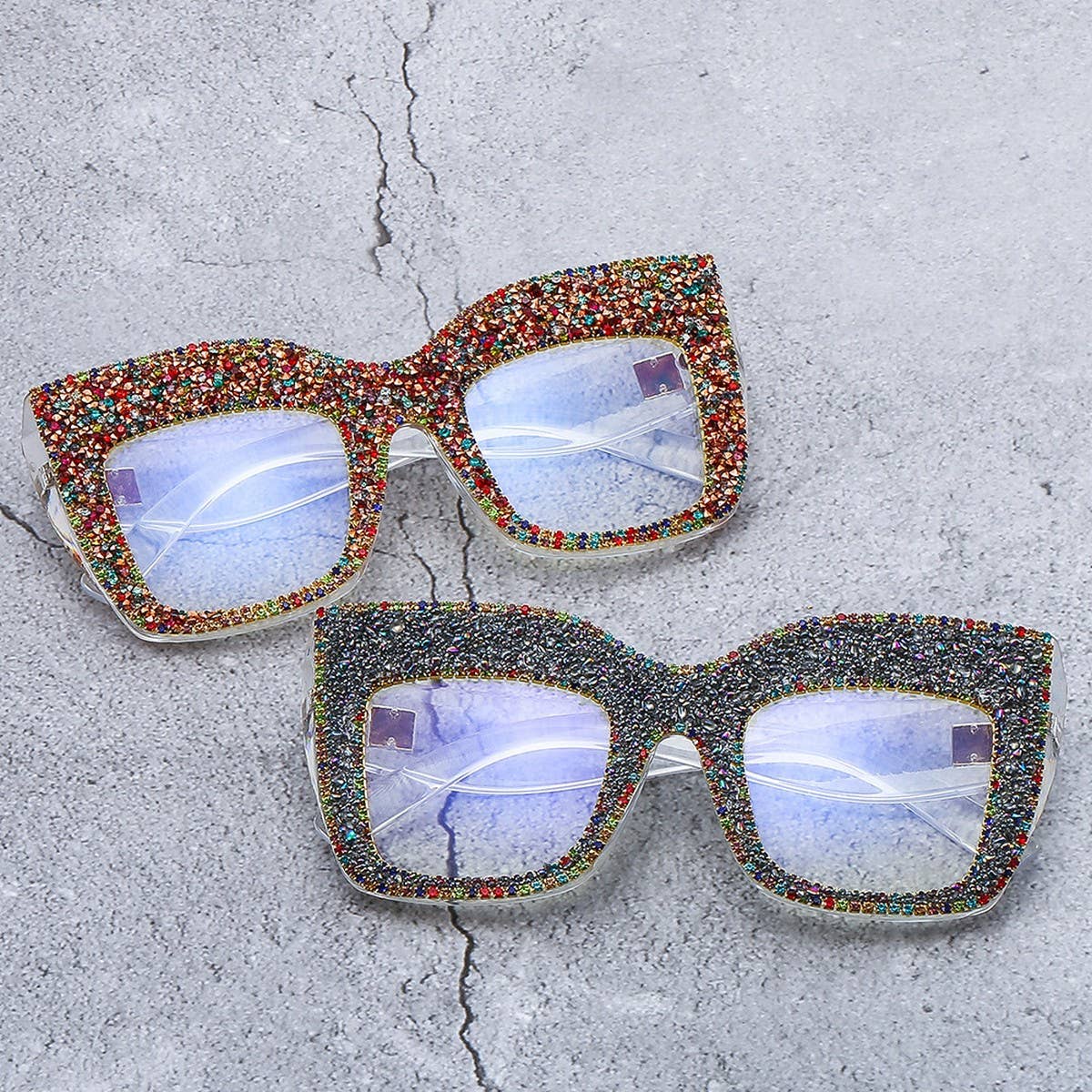 CAT'S EYE RIVET GLASSES FRAME WITH rhinestoneS_CWASG0756