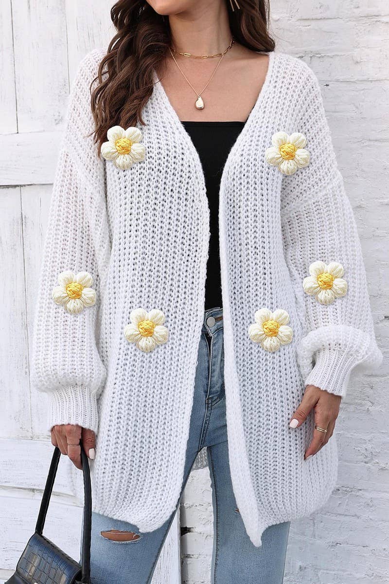 CWOSWL07391_WOMEN CHUNKY KNIT LOOSE FIT CARDIGAN SWEATER