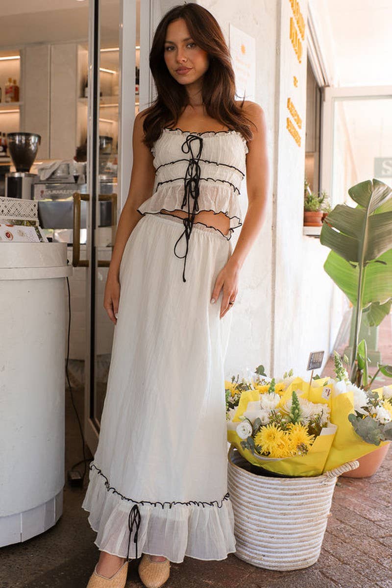 CWSS1224_BOW TIE CAMI TOP & RUCHED FAIRY SKIRT SET