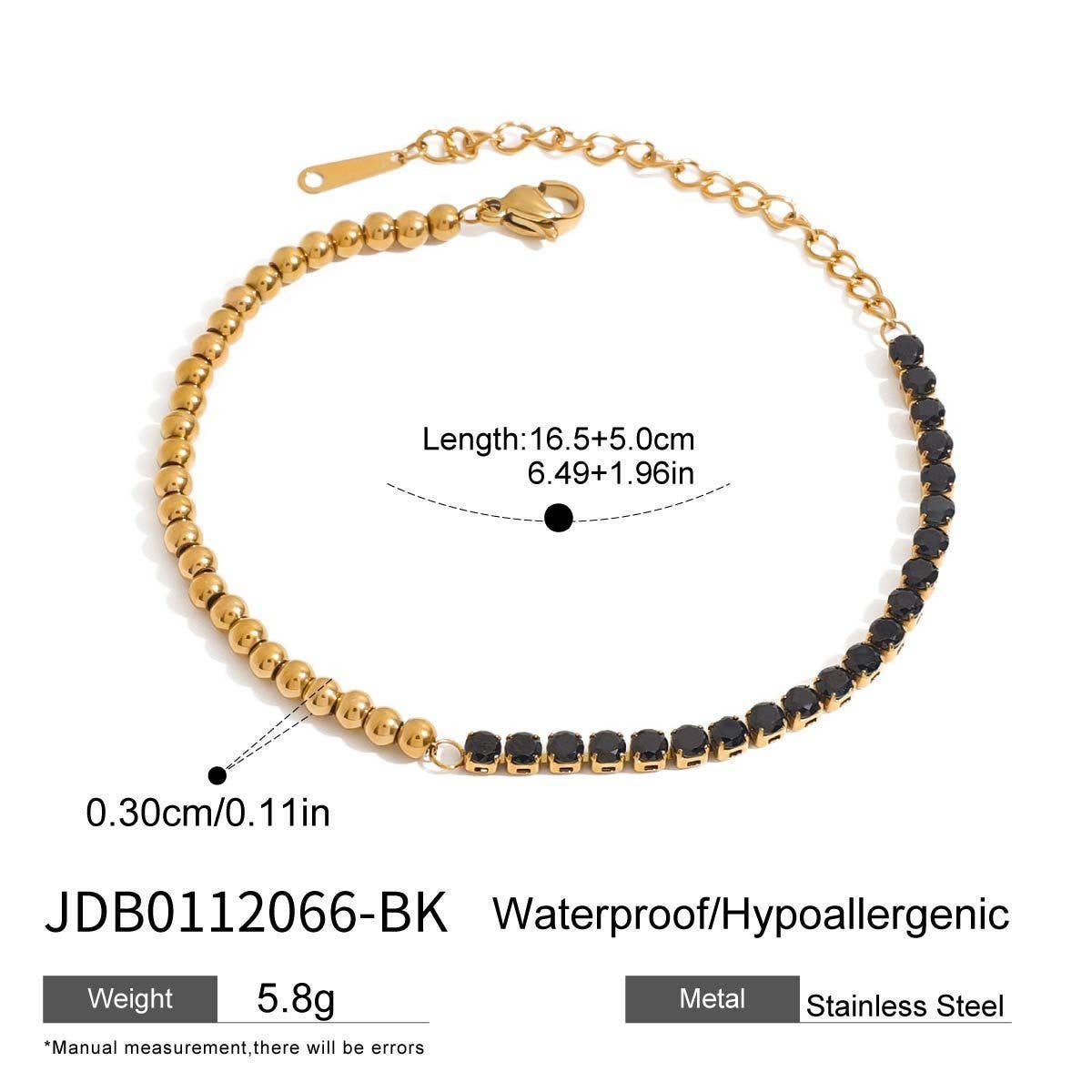18K Gold White Zircon Tennis Bracelet, Steel_CWAJE4842