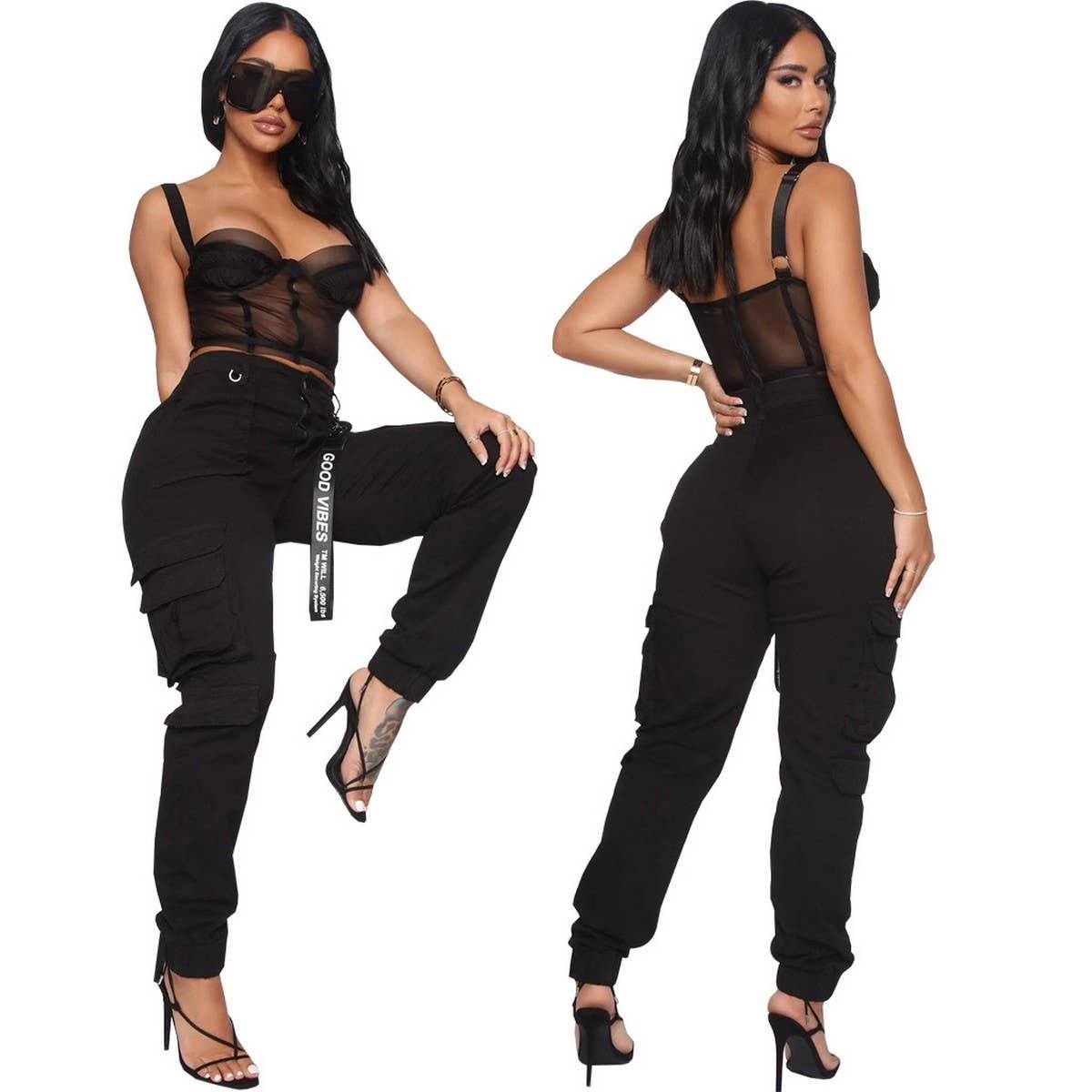WOMENS SLIM FITTING MULTI POCKET CARGO PANTS_CWBLP0354