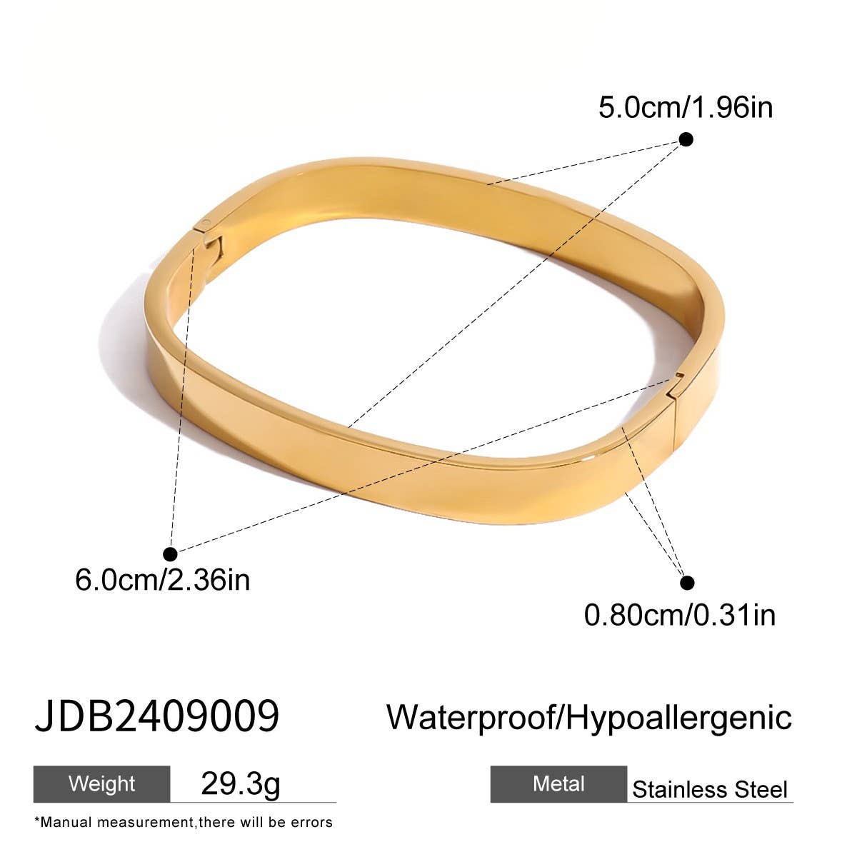 Stainless Steel Curved Clasp Bangle, Sleek Style_CWAJE4661