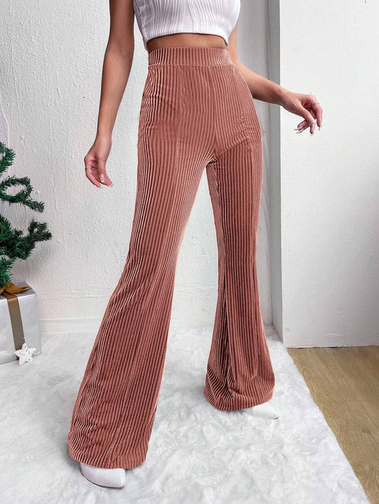 CORDUSTER FLARES SOLID COLOR WIDE-LEG PANTS