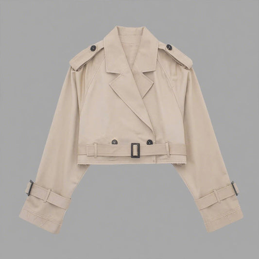 Belt casual short trench coat