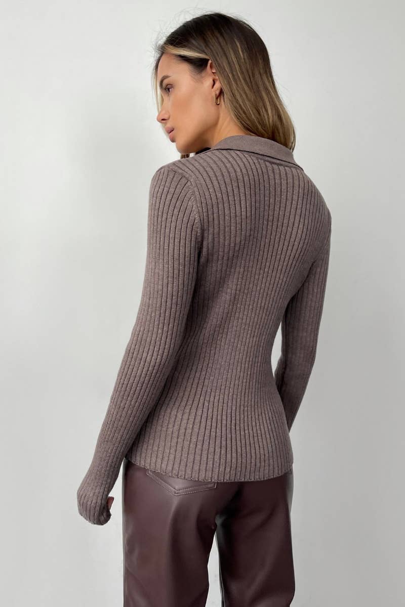 CWOSWL6620_V-NECK COMMUTER LONG-SLEEVED SLIM-FIT SWEATER