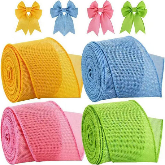 CWMM10219_EASTER BURLAP RIBBON SOLID COLOR DIY BOW DECOR
