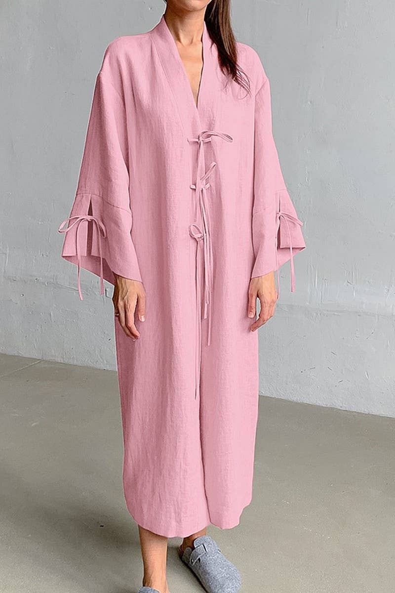 CWSPJ0304_PURE COTTON BREATHABLE LONG-SLEEVED NIGHTGOWN