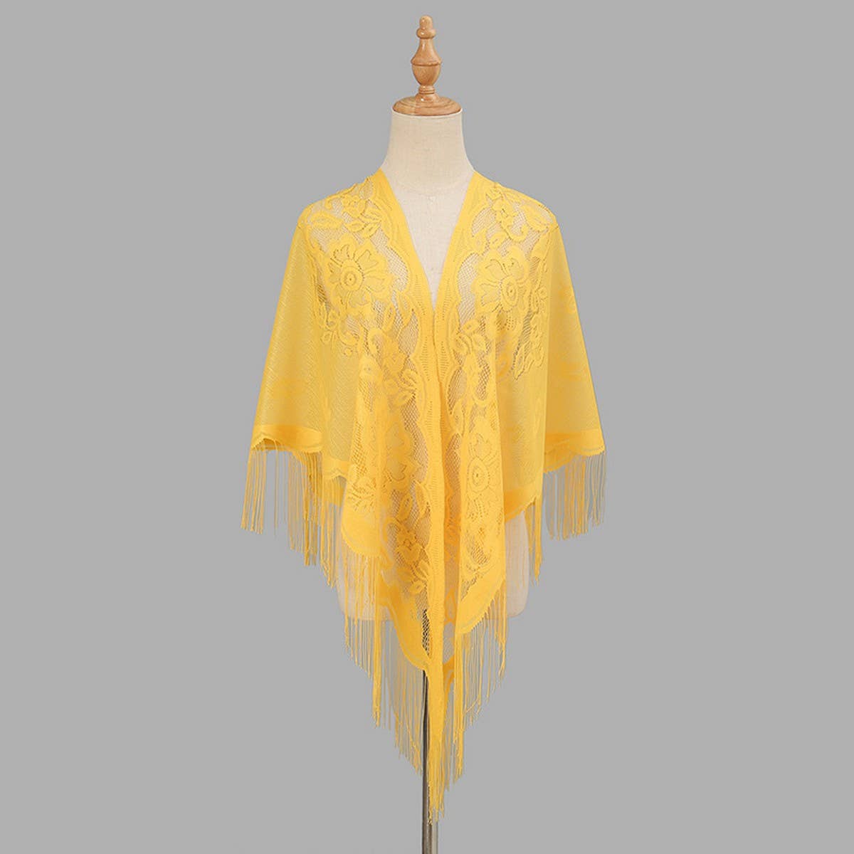 Breathable Tassel Triangle Scarf - Hollow Knit Wrap_CWMM1993