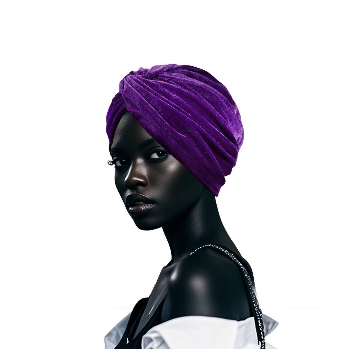 NEW VELVET ELASTIC PLEATED ETHNIC HEADSCARF_CWASC2460