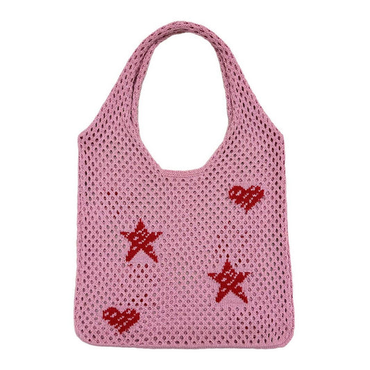 CWAB1957_LOVE STAR PRINTED KNITTED BAG