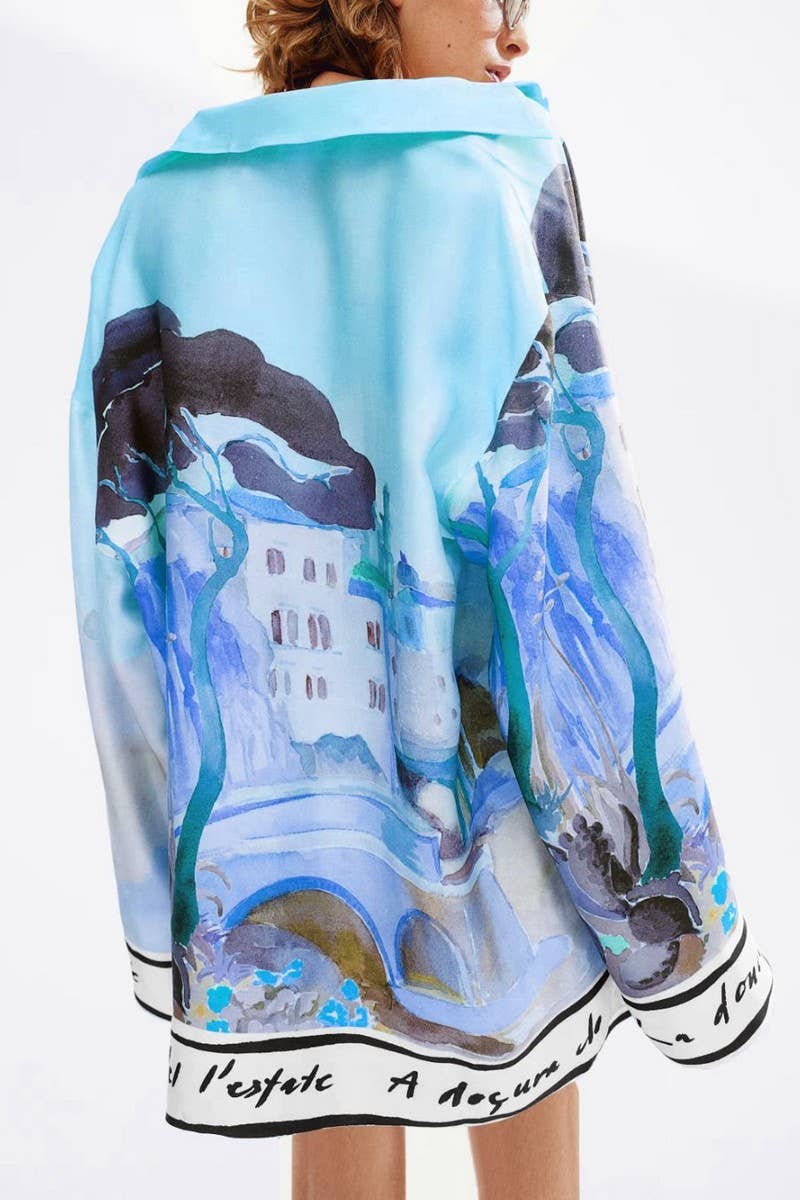 CWTSTL00926_TROPICAL PRINT LAPEL LOOSE BEACH SHIRT