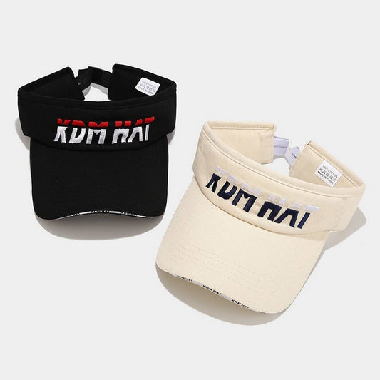 Extended Brim Sun Visor Hat with Letter Embroidery_CWAH3315
