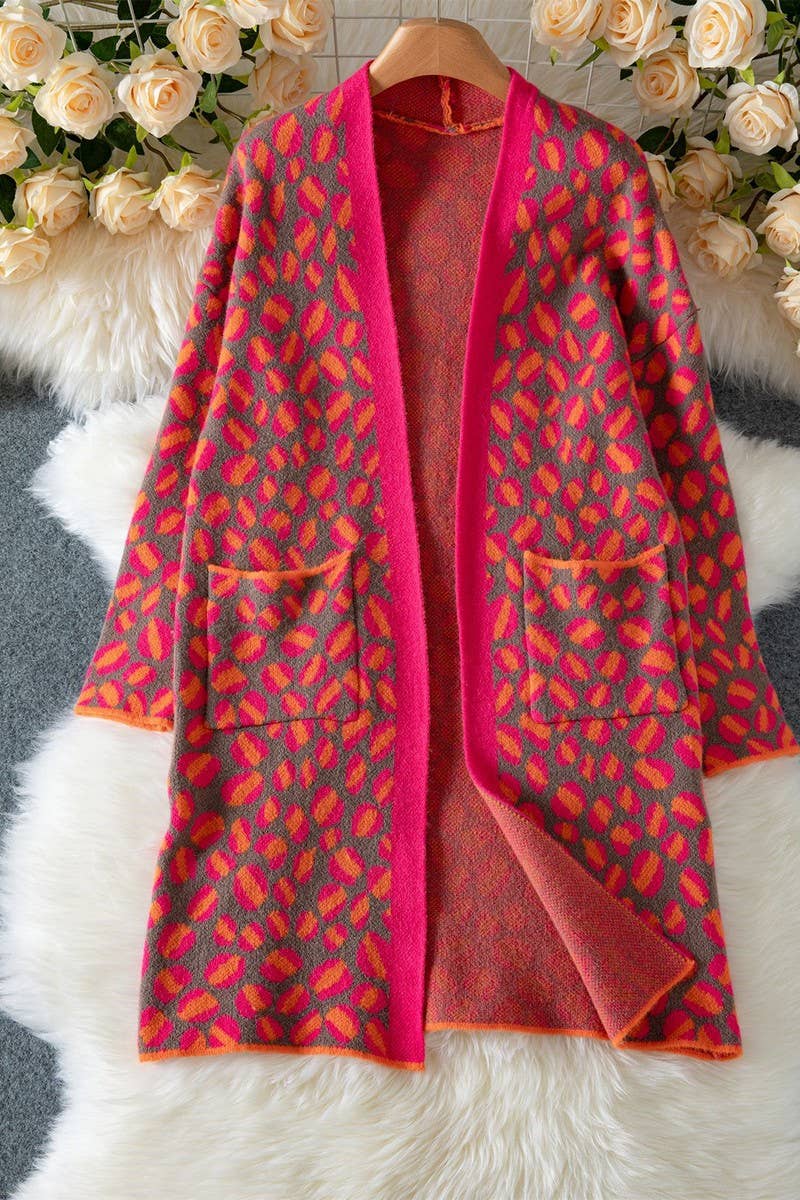 CWOCAL00727_COLORBLOCK LEOPARD PRINT LONG KNITTED CARDIGAN